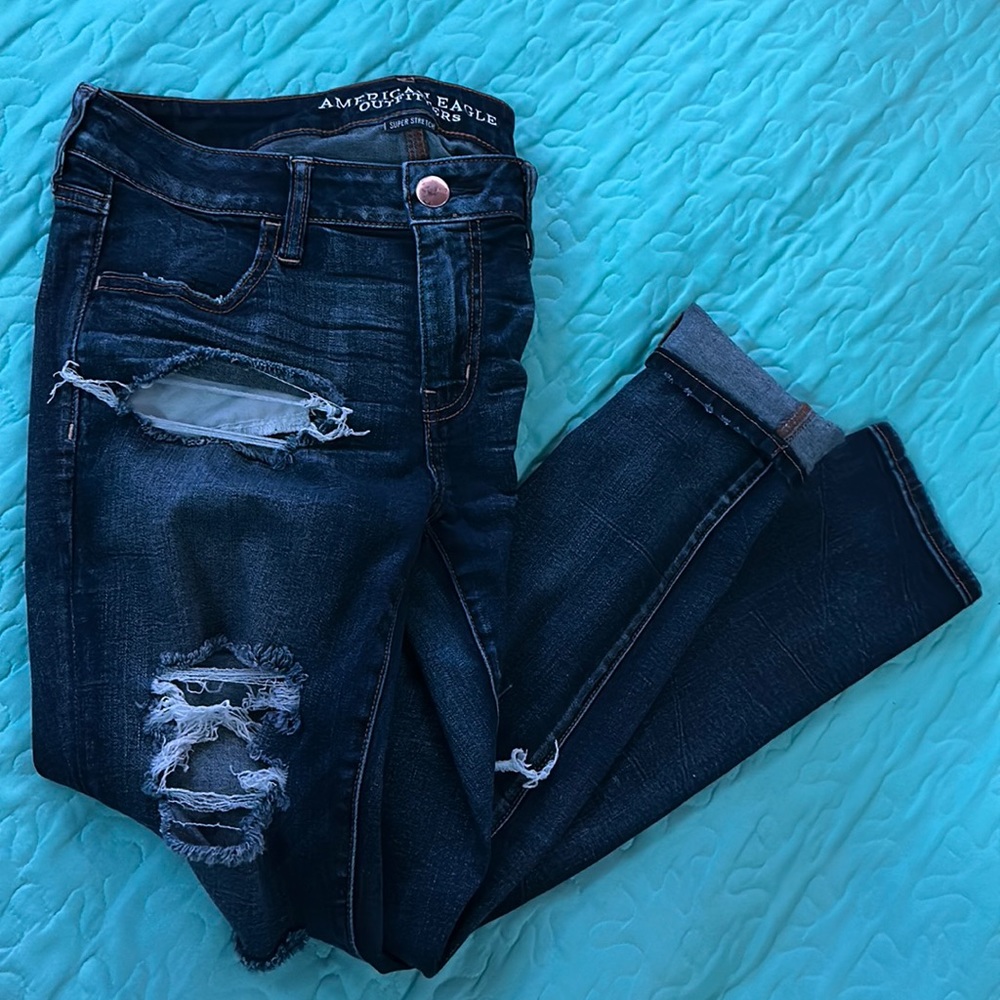 AE dark wash skinny jeans